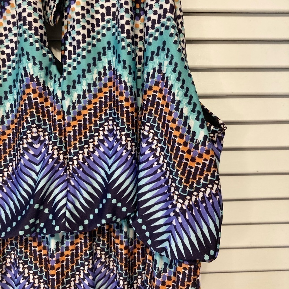 Emma & Michele Blue And Orange Sleeveless Maxi Dress Size Large - Picture 3 of 7